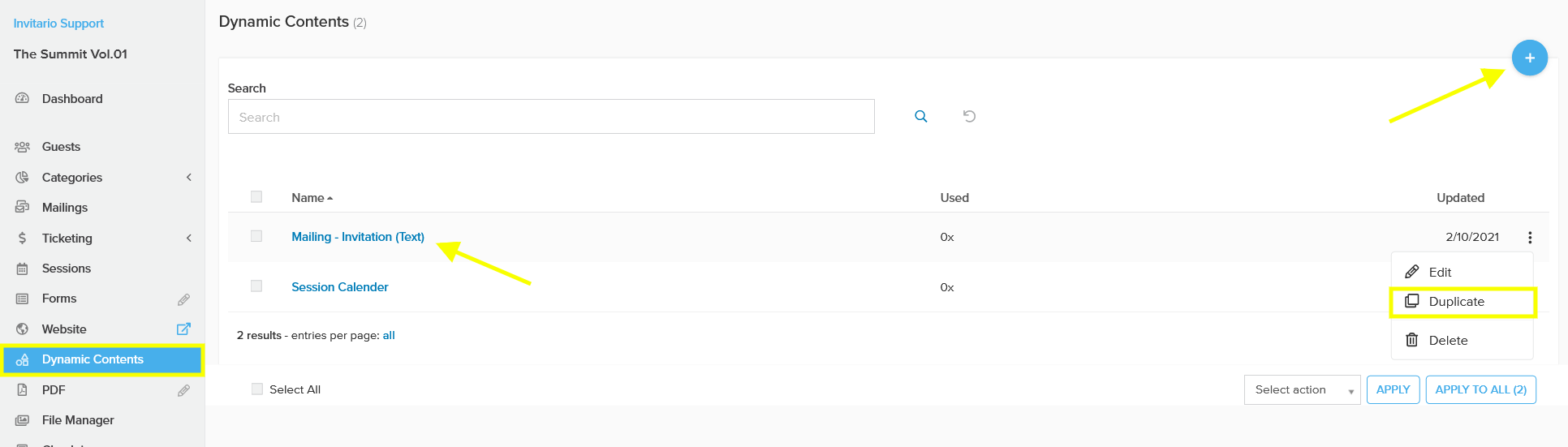 Using dynamic contents