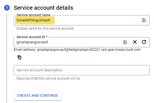 A screenshot of a service accountDescription automatically generated