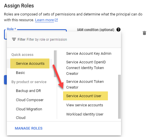 A screenshot of a service accountDescription automatically generated