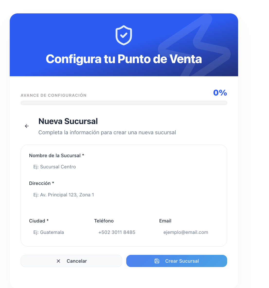 Formulario Nueva Sucursal