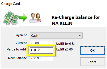 Enter Value For Balance Re-charge