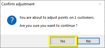 Confirm Adjust Points On Highlighted Customer