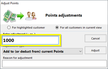 Enter Adjustment Amount For All Customers