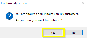 Confirm Adjust Points On All Customers