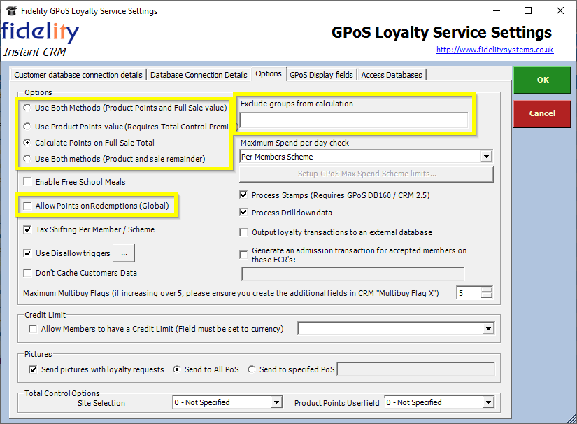 GPoS Loyalty Service - Points Settings