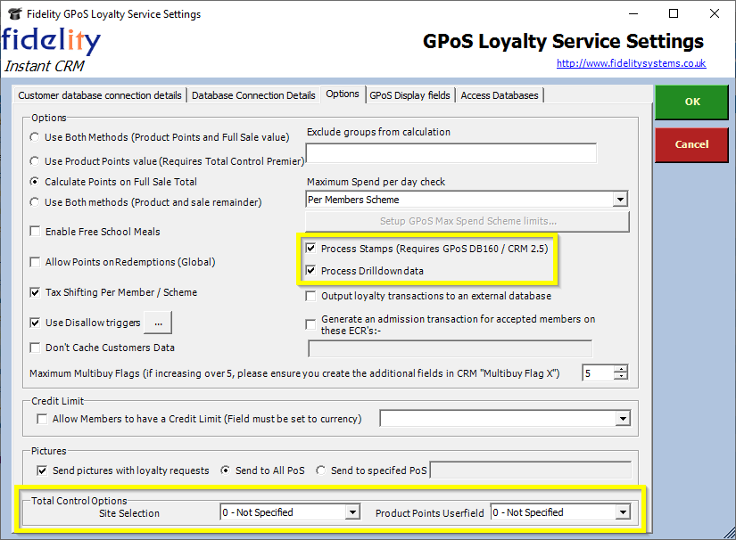 GPoS Loyalty Service - Stamps and Drilldown Settings
