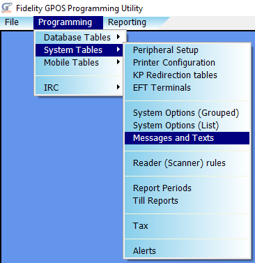 GPoS Utility - Messages and Texts Menu
