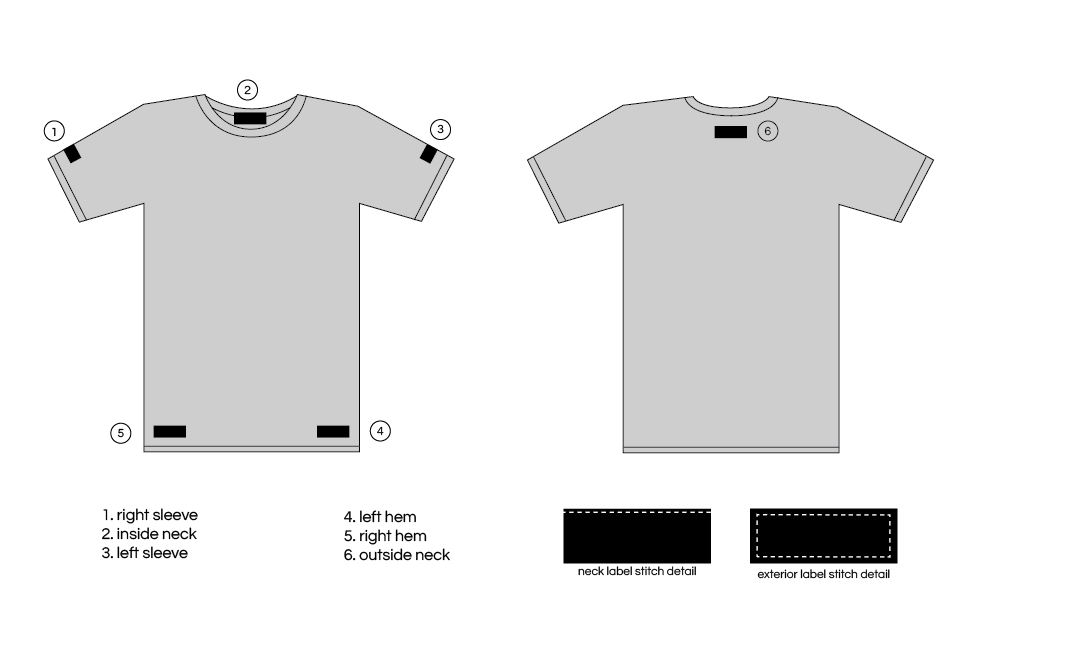 t shirt woven label placement options 