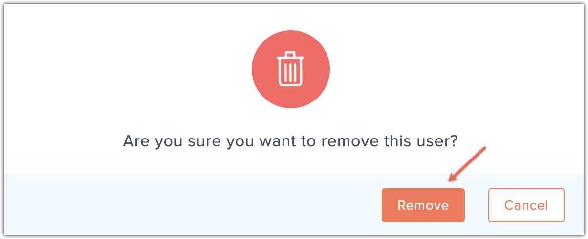 remove user popup