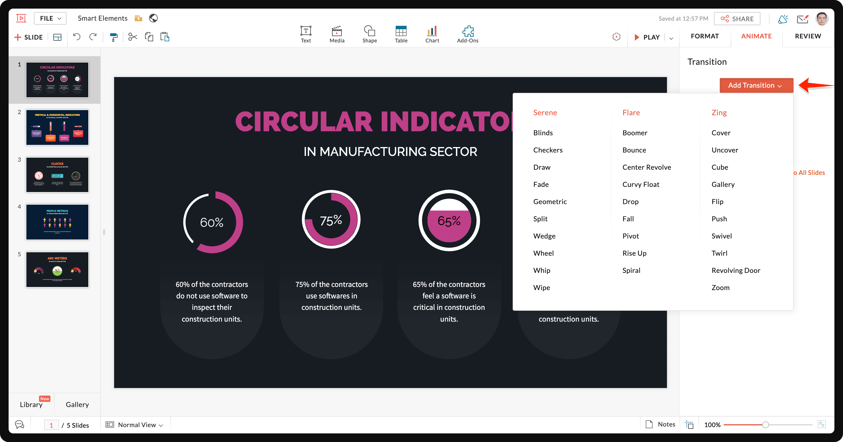 Transition options 