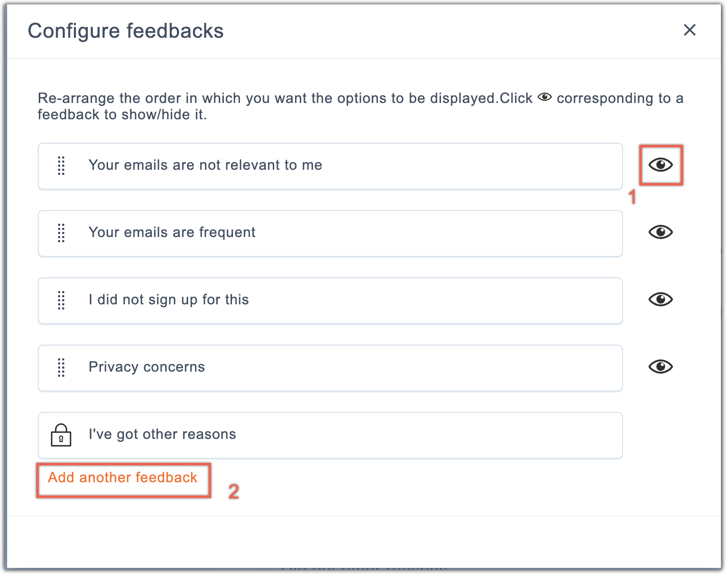 configure feedbacks