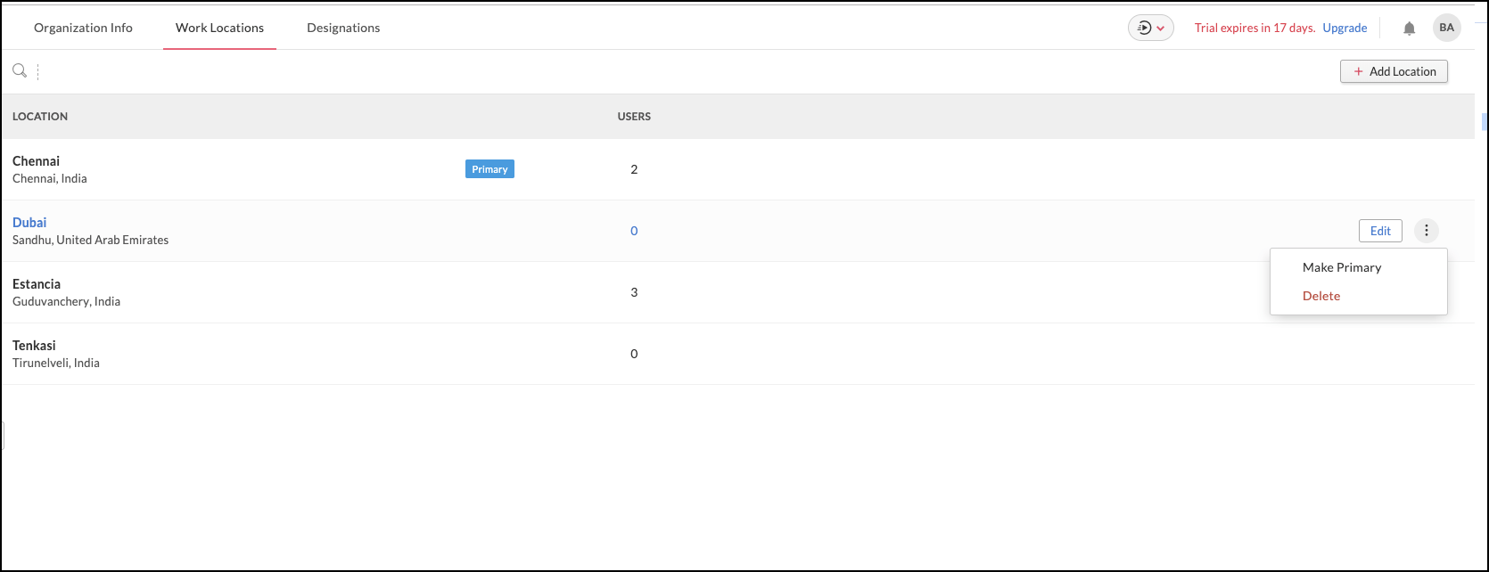 Changing primary location in Zoho Directory