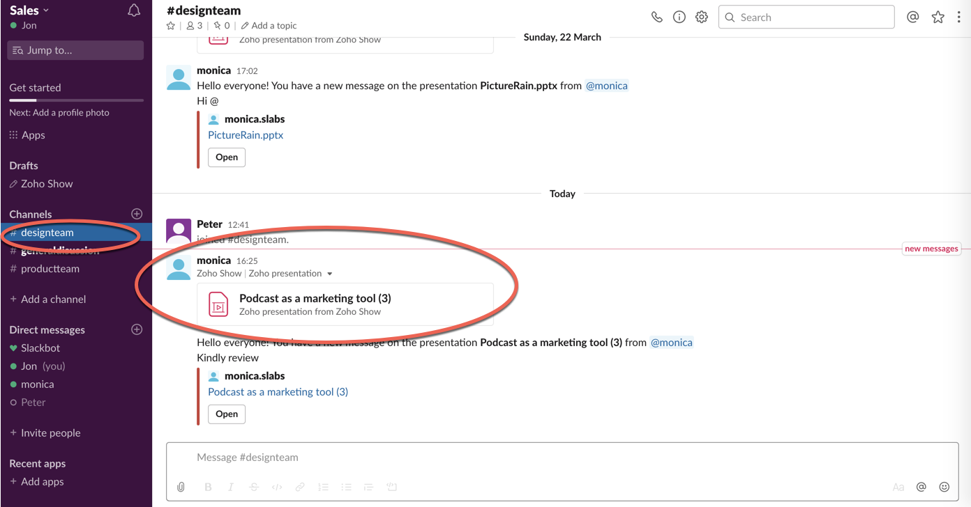 presentation shared in slack channel