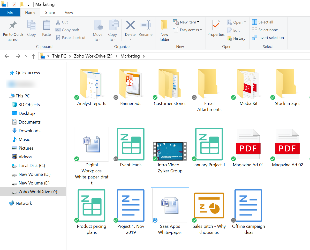 Zoho WorkDrive - TrueSync Folder