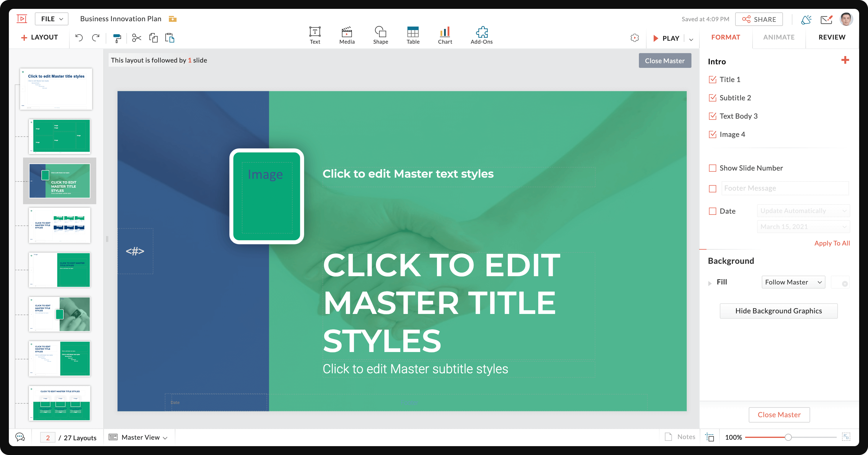 Add a placeholder in the Master View 