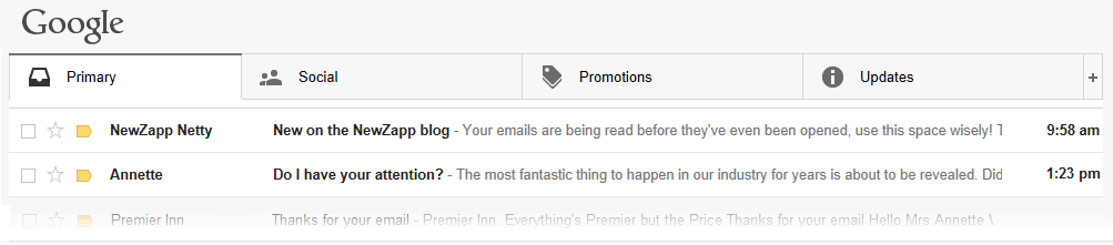 Gmail inbox preview example