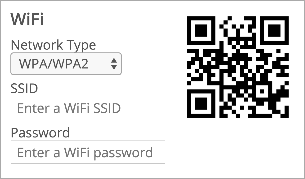 ClassVR Wi-FI QR code generator settings