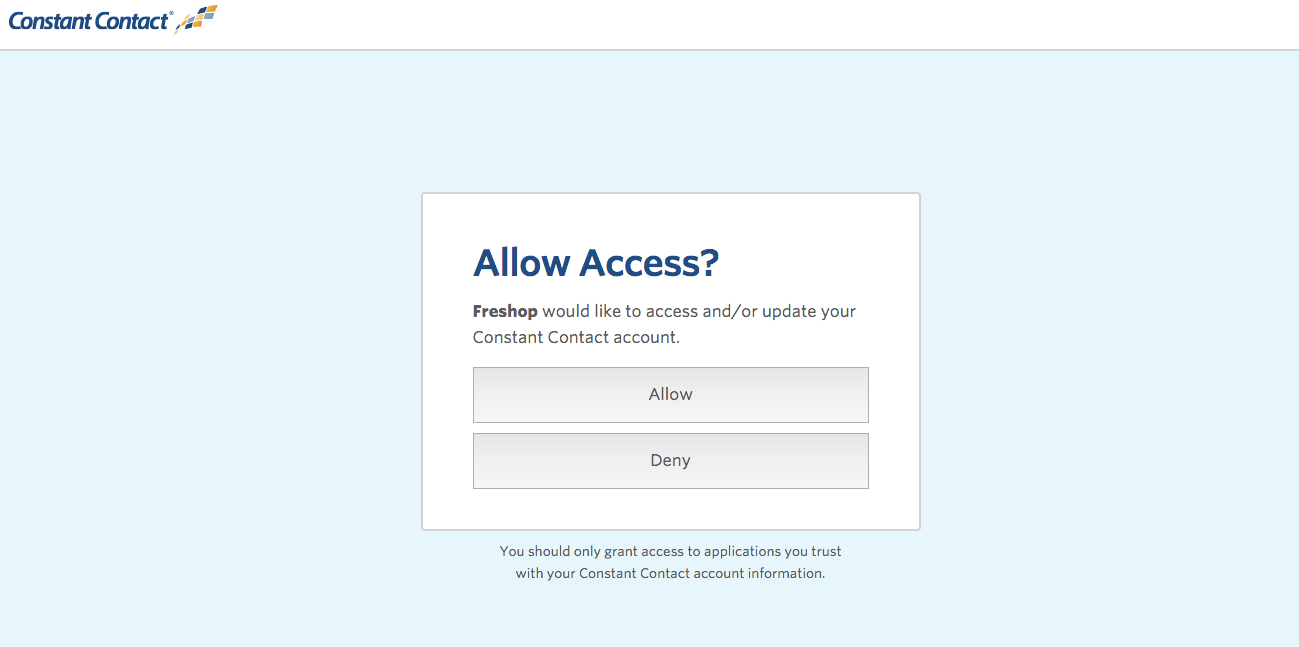 Allow Access page. 