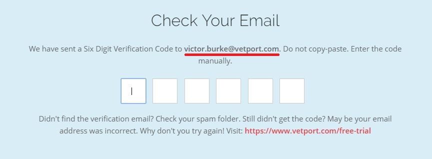 VETport Verification Email