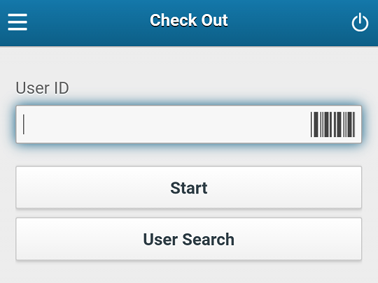 Check Out scanning screen and User Search button