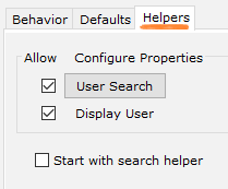 Helpers tab with wizard settings