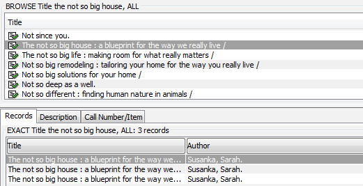 Browse title search for The Not So Big House