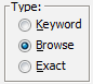 Box with Browse search type selected