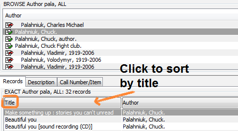 Browse search by author sorted alphabetically by title