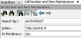 Title Control number search in Call Number and Item Maintenance wizard