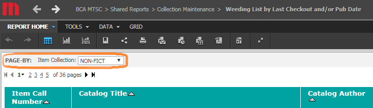 Page-By drop-down for Item Collection