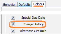 Charge History helper setting in the Checkout wizard properties