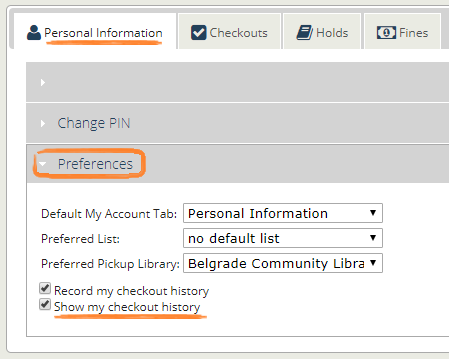 Checkout history preferences in Enterprise My Account