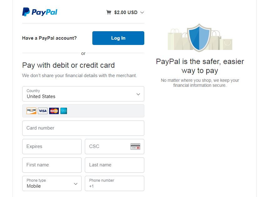 Redirected to PayPal