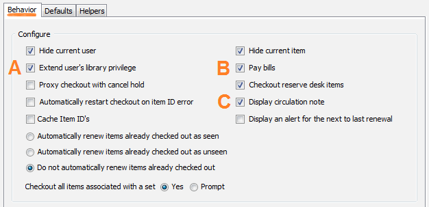 CheckOut wizard properties, Configure section