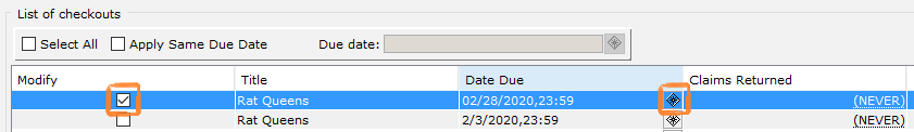 Applying new due date to a single item