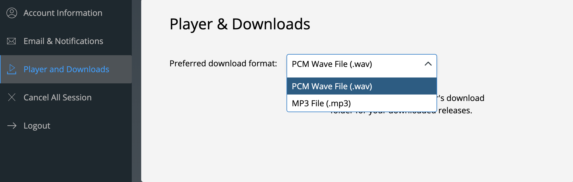 How do I change the download format?