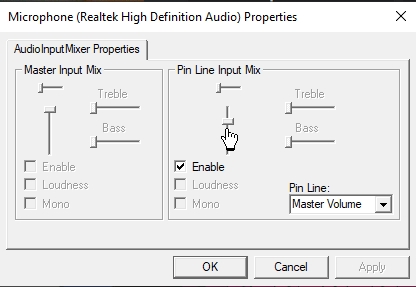 Pin line input settings