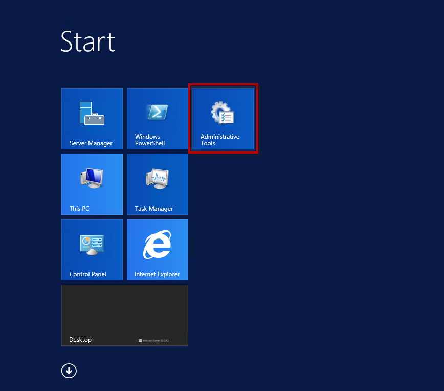 Windows Server start panel