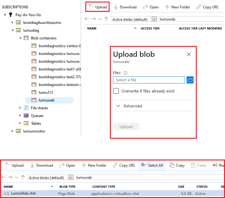 Upload the VHD file to Azure