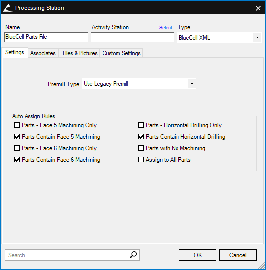 Processing Station Settings