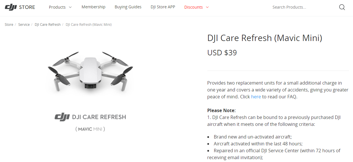 How to buy DJI Care Refresh for Mavic Mini