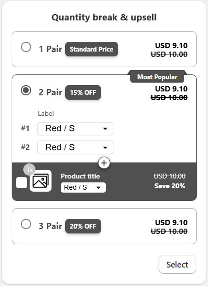 5, Quantity break & upsell
