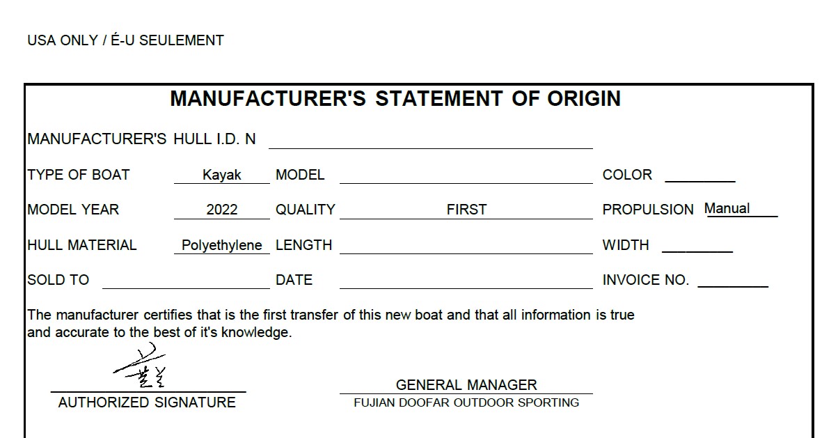 How do I obtain a MSO (Manufacturer's Statement of Origin) to register