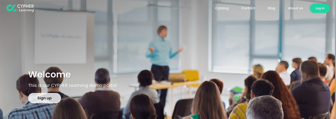 Example of a visitor home page with the logo on a transparent header