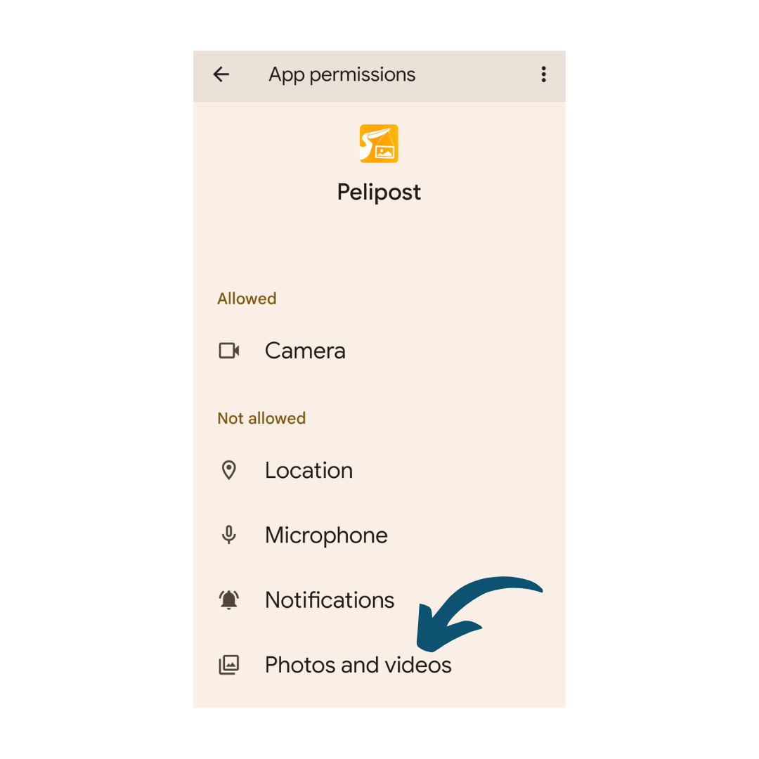 Android device app permissions menu