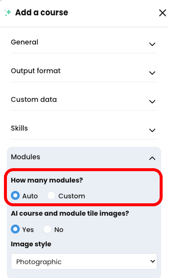 CYPHER Agent menu, Modules tab opened with How many modules highlighted and Auto selected