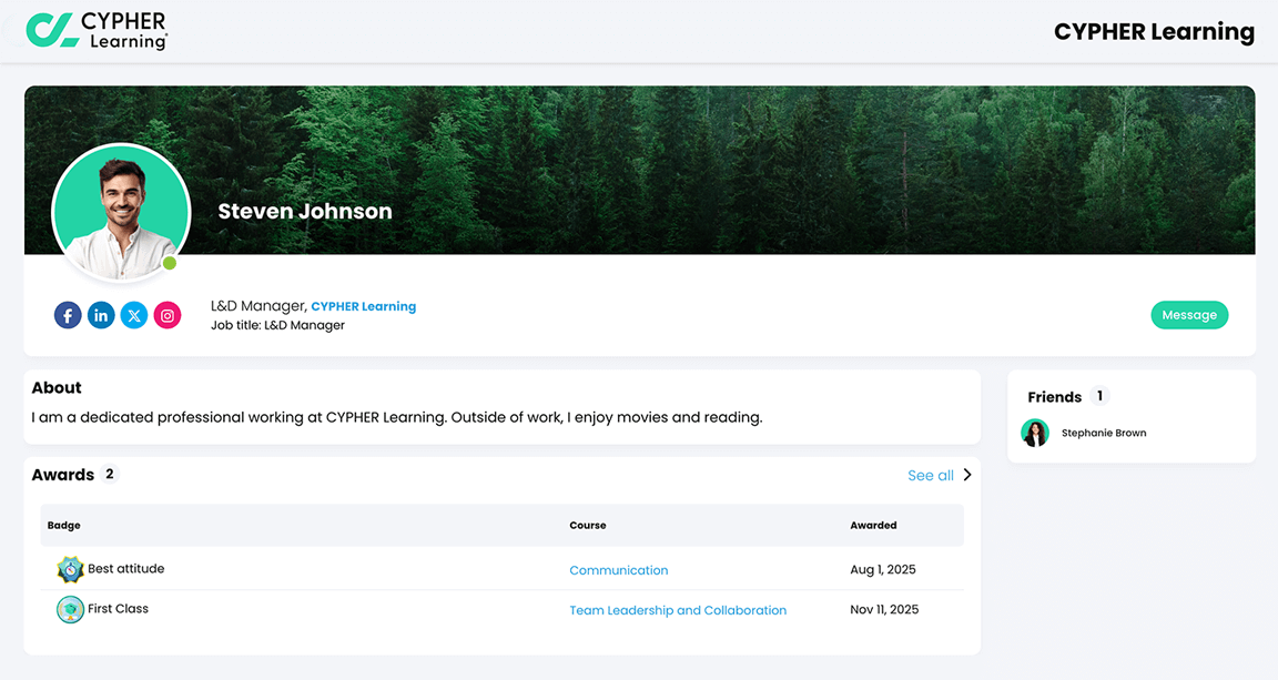 Example of a public profile