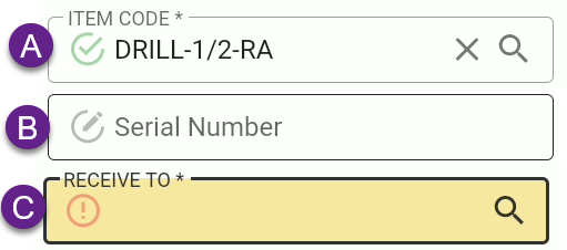 Field validation icons