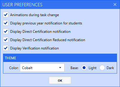 The RocketSCAN Validation User Preferences window.