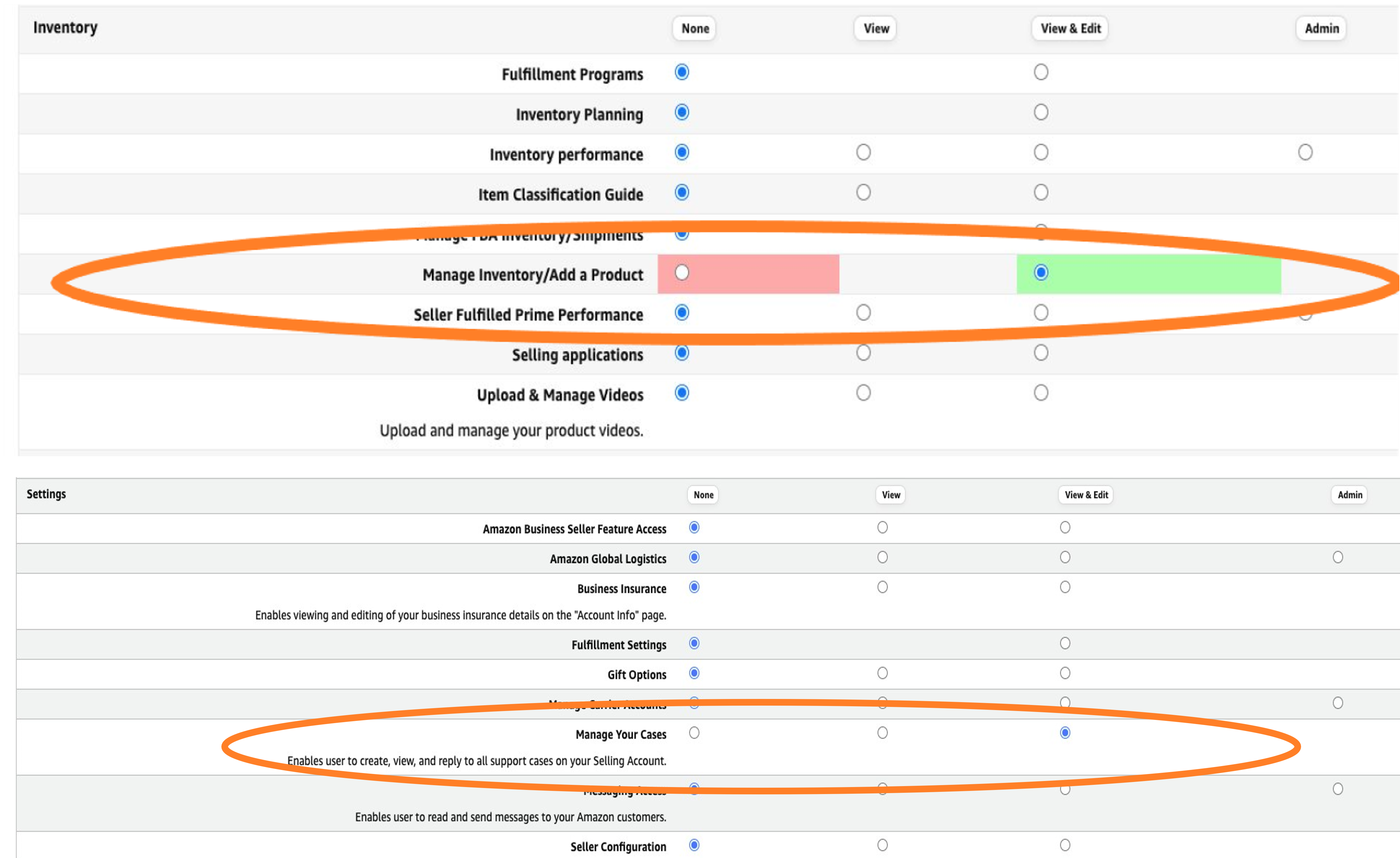 Amazon Seller Central permission requirements to see alerts in SellerAmp SAS